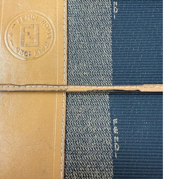 Vintage Fendi Pequin Stripe Canvas & Leather Wallet - Picture 13 of 16